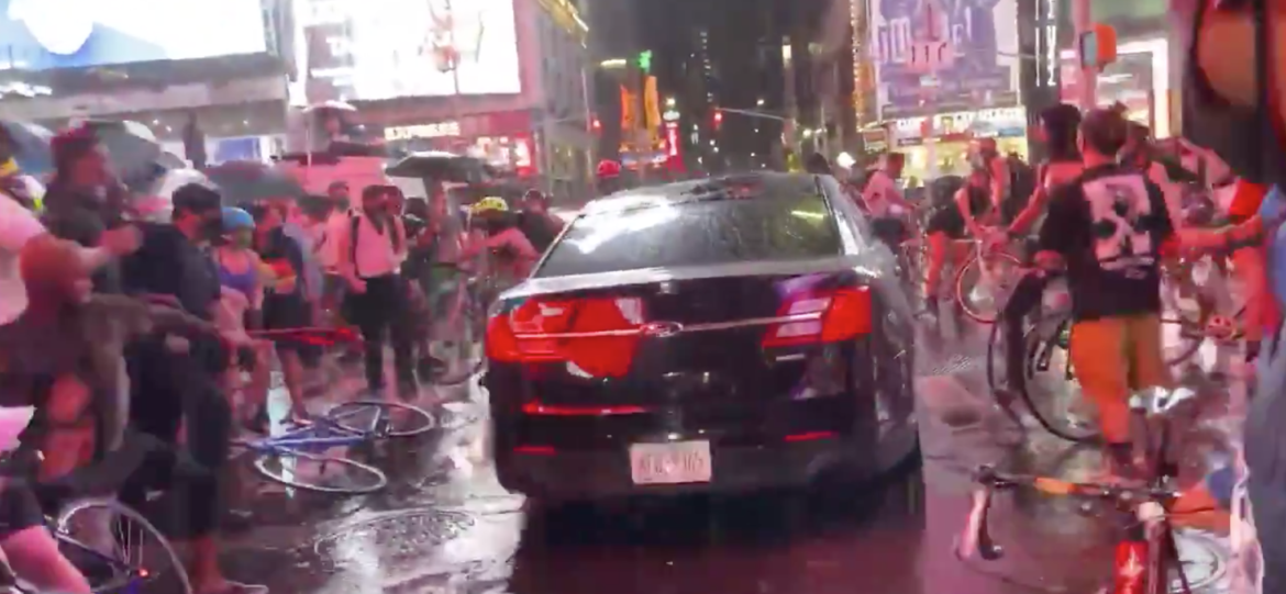 New Yorkian drives through BLM protesters, Times Square